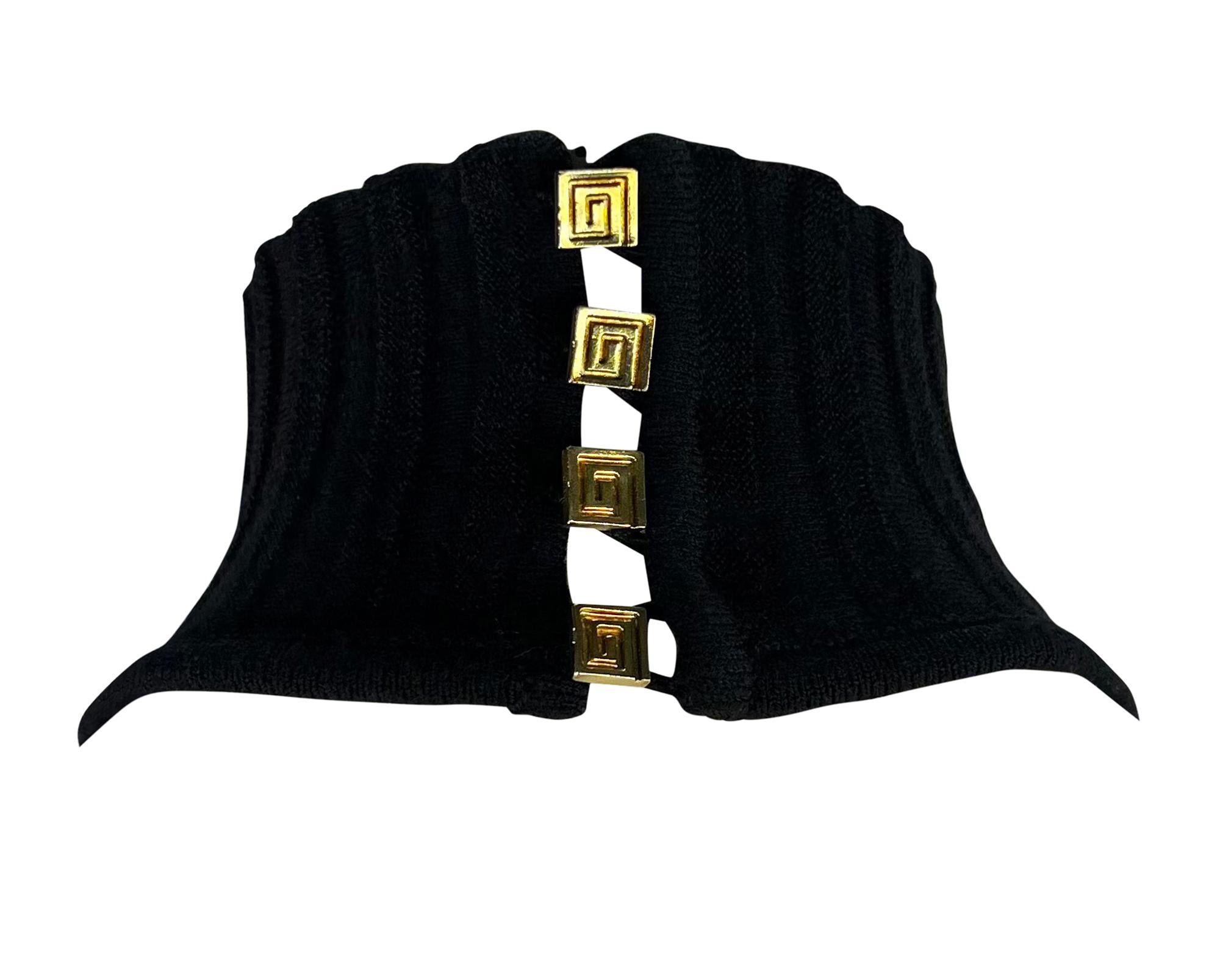 F/W 2001 Gianni Versace by Donatella Runway Black Bodycon Knit Halter Dress For Sale 4