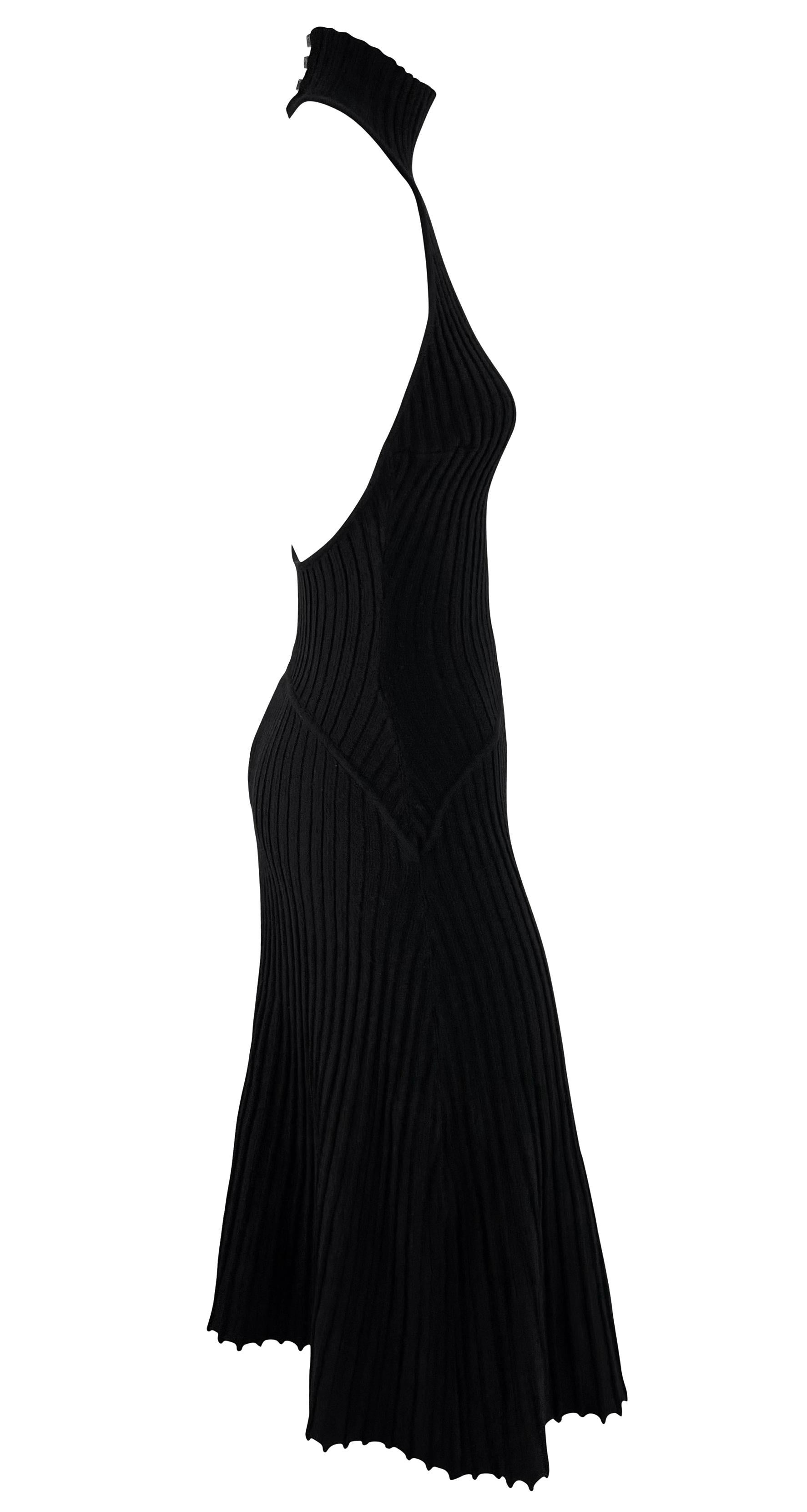F/W 2001 Gianni Versace by Donatella Runway Black Bodycon Knit Halter Dress For Sale 5