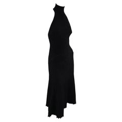 F/W 2001 Gianni Versace by Donatella Runway Black Bodycon Knit Halter Dress