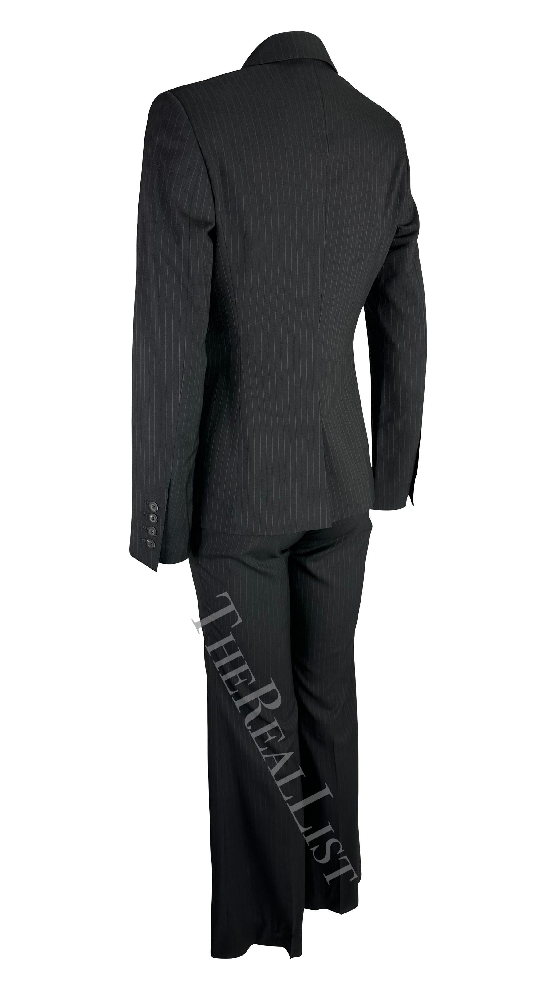 F/W 2001 Gucci by Tom Ford Black Pin Stripe Power Pantsuit For Sale 1