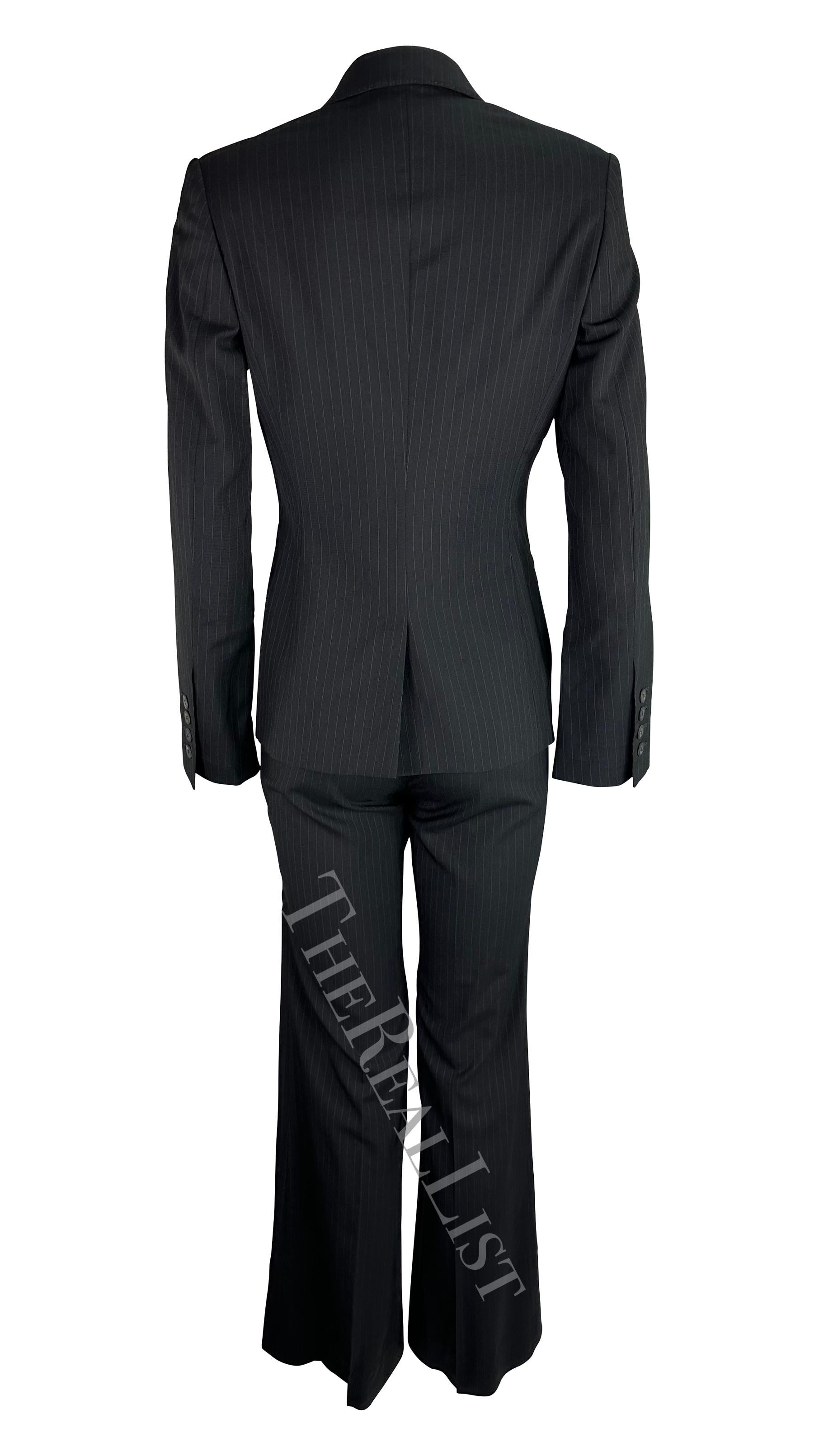 F/W 2001 Gucci by Tom Ford Black Pin Stripe Power Pantsuit For Sale 2