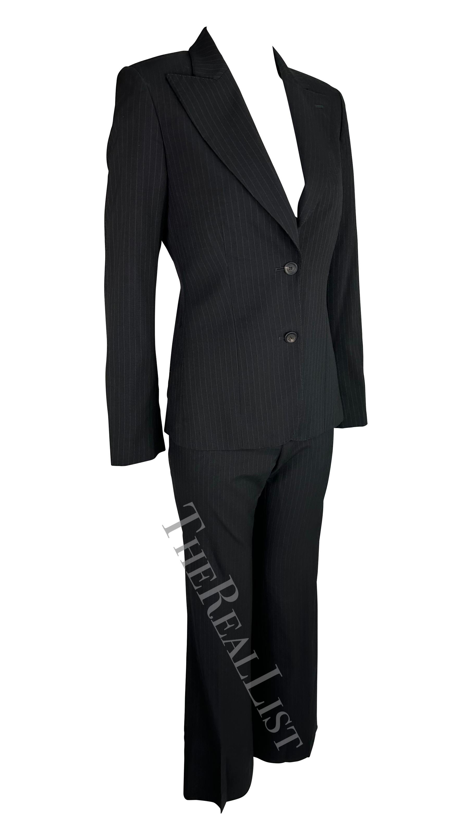 F/W 2001 Gucci by Tom Ford Black Pin Stripe Power Pantsuit For Sale 4