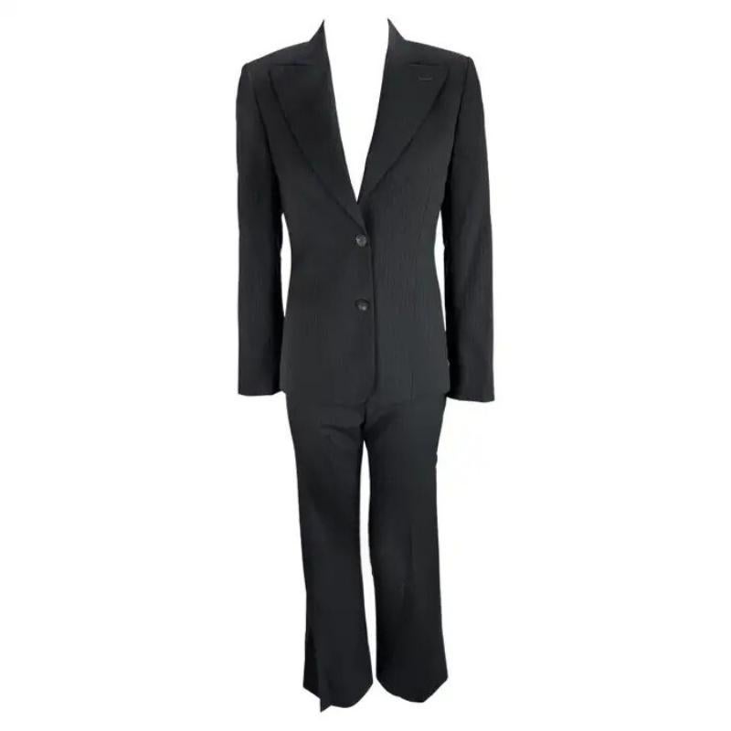 F/W 2001 Gucci by Tom Ford Pantalón negro a rayas Power