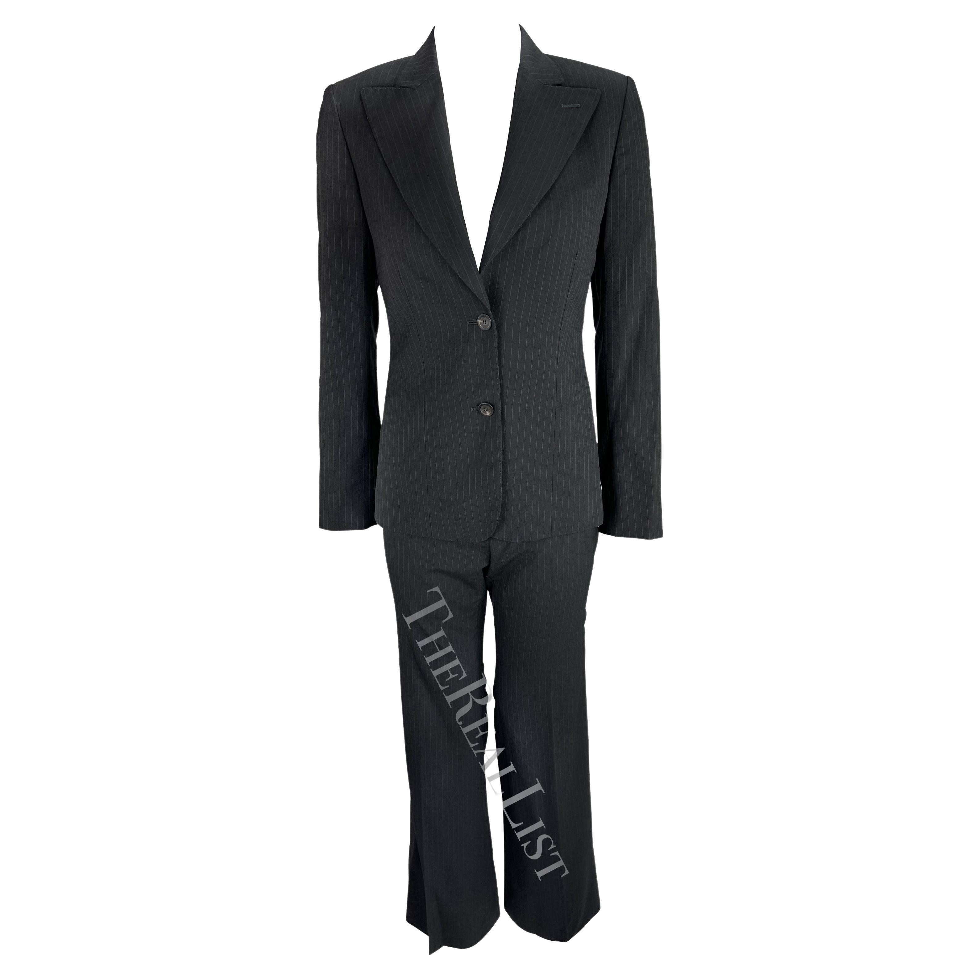 F/W 2001 Gucci by Tom Ford Black Pin Stripe Power Pantsuit For Sale