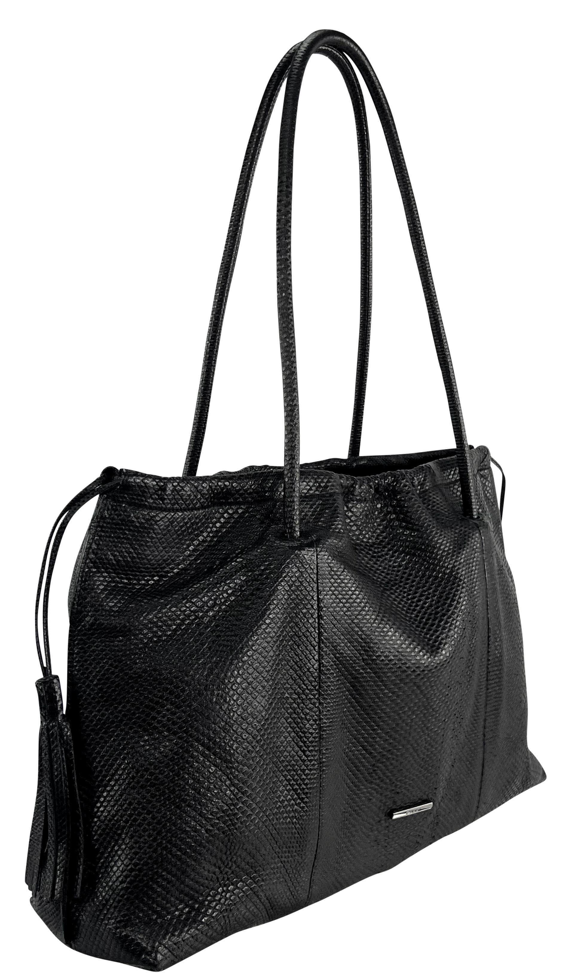 F/W 2001 Gucci by Tom Ford Genuine Snakeskin Drawstring Tassel Shoulder Bag 2
