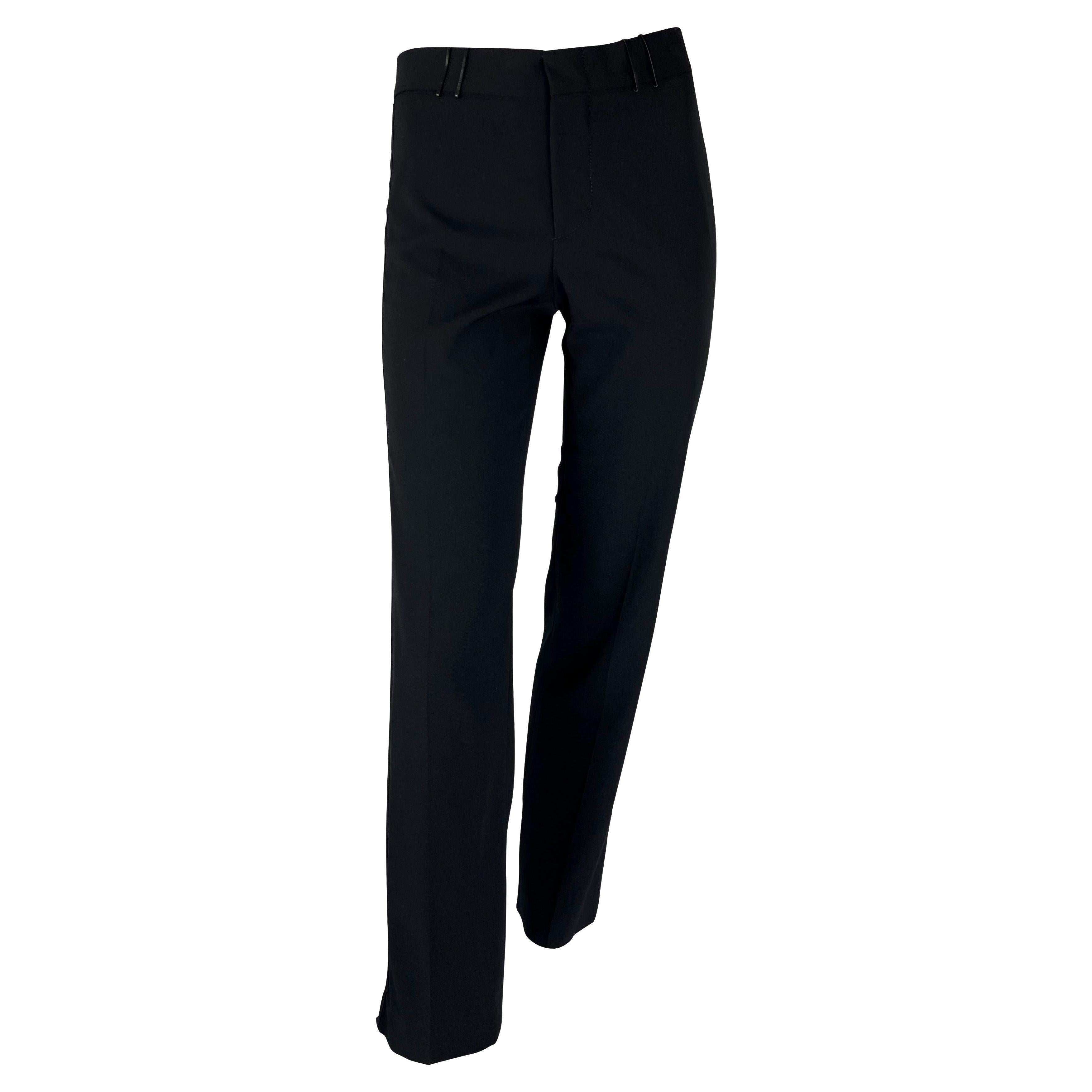 Noir F/W 2001 Gucci by Tom Ford Runway Pantalon en laine noir à fermeture éclair asymétrique sur le côté en vente