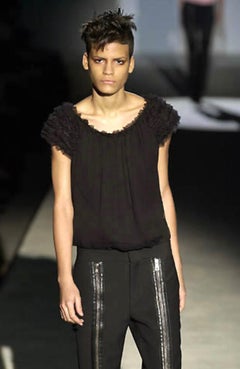 F/W 2001 Gucci by Tom Ford Runway Black Crepe Silk Chiffon Sheer Top