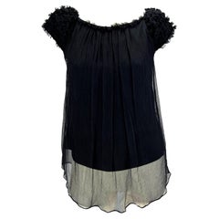 F/W 2001 Gucci by Tom Ford Runway Noir Crêpe Silk Chiffon Sheer Top