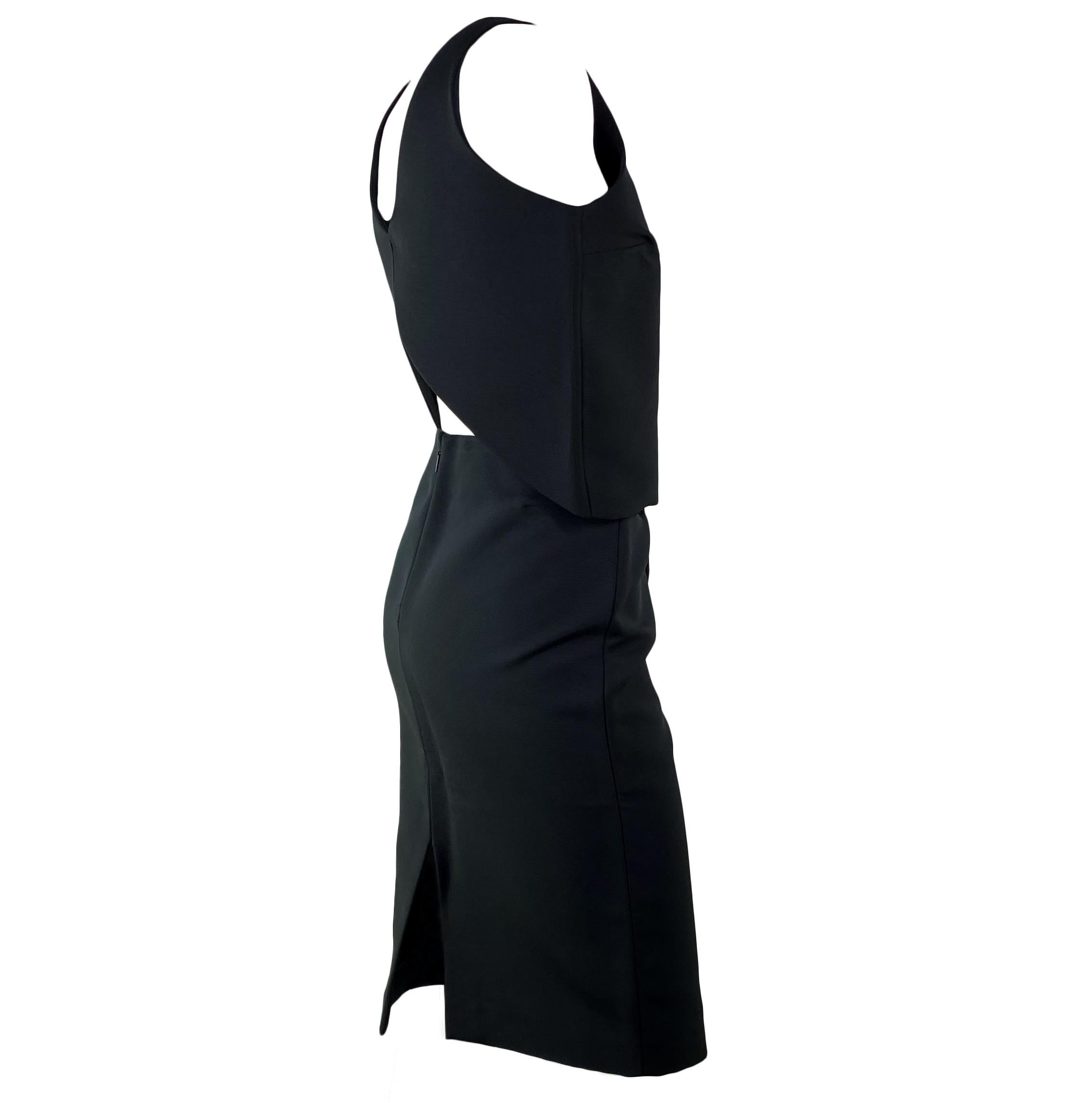 Women's F/W 2001 Gucci by Tom Ford Runway Black Silk Triangle Cutout Black Skirt Set For Sale