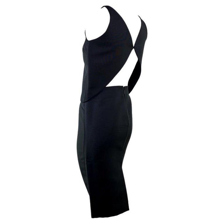 black dress triangle cut out Beaded Cut Out Mini Dress