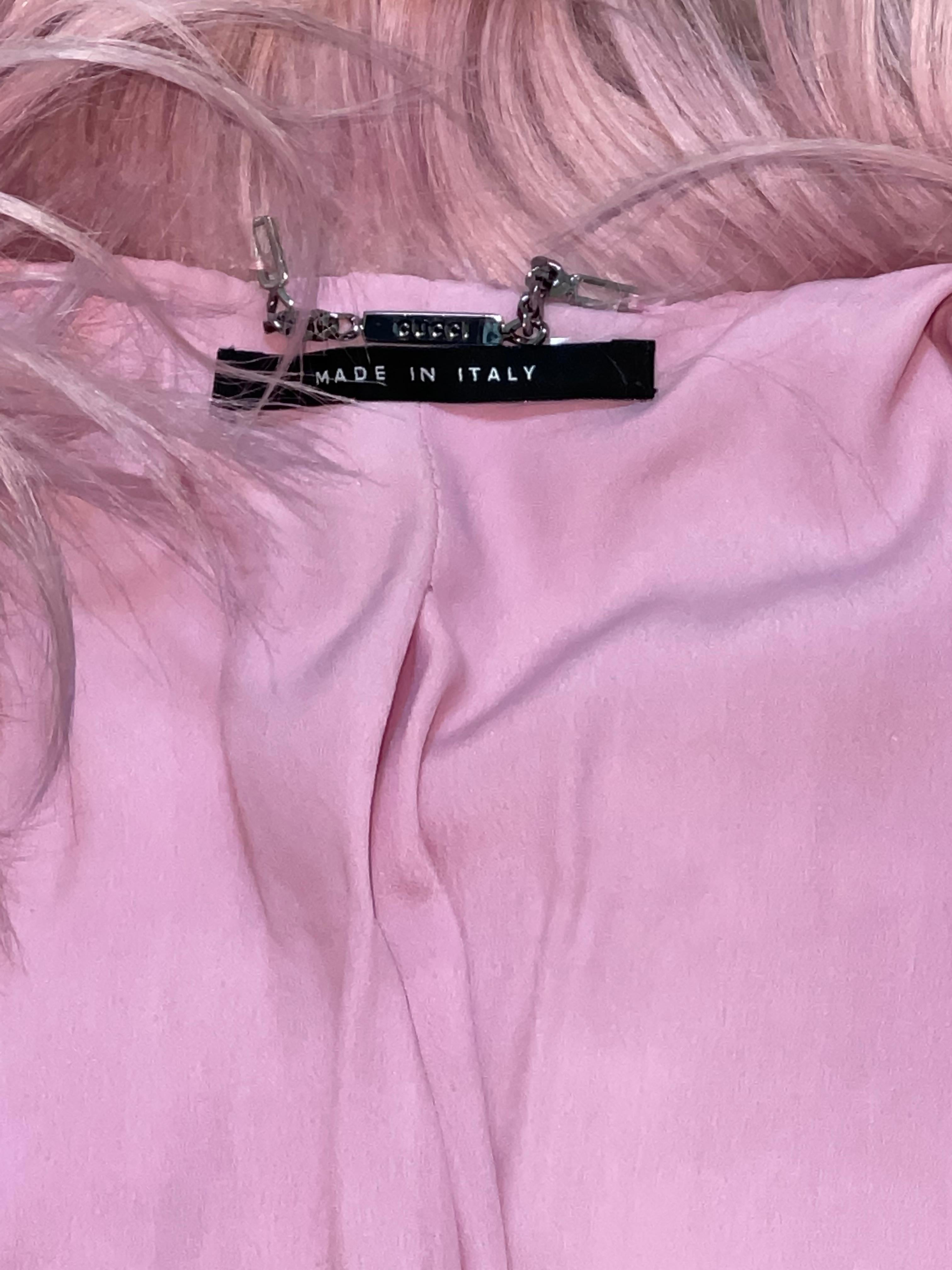 Women's F/W 2001 Gucci by Tom Ford Runway Kidassia Pastel Pink Fur Jacket Coat