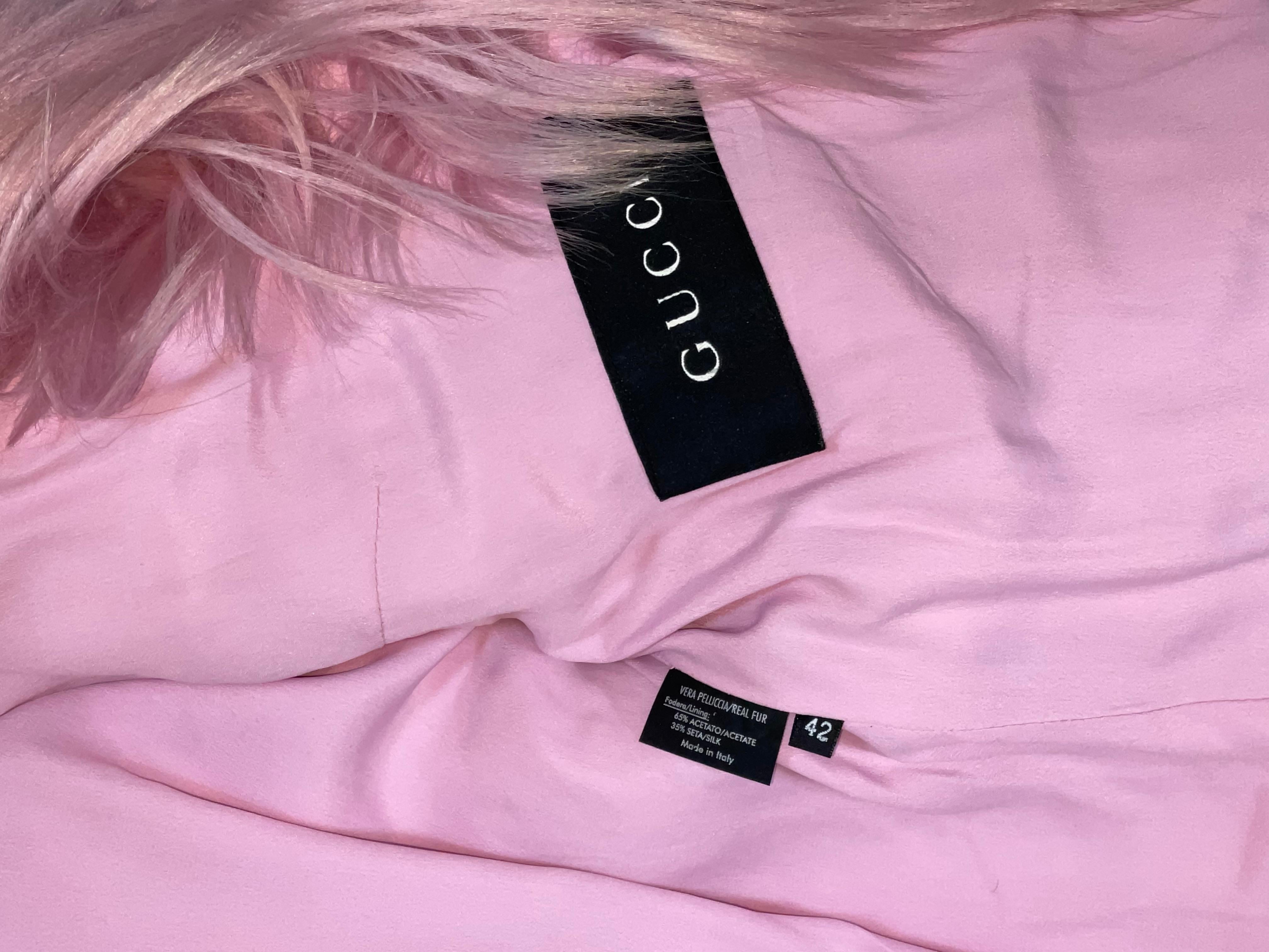 F/W 2001 Gucci by Tom Ford Runway Kidassia Pastel Pink Fur Jacket Coat 1