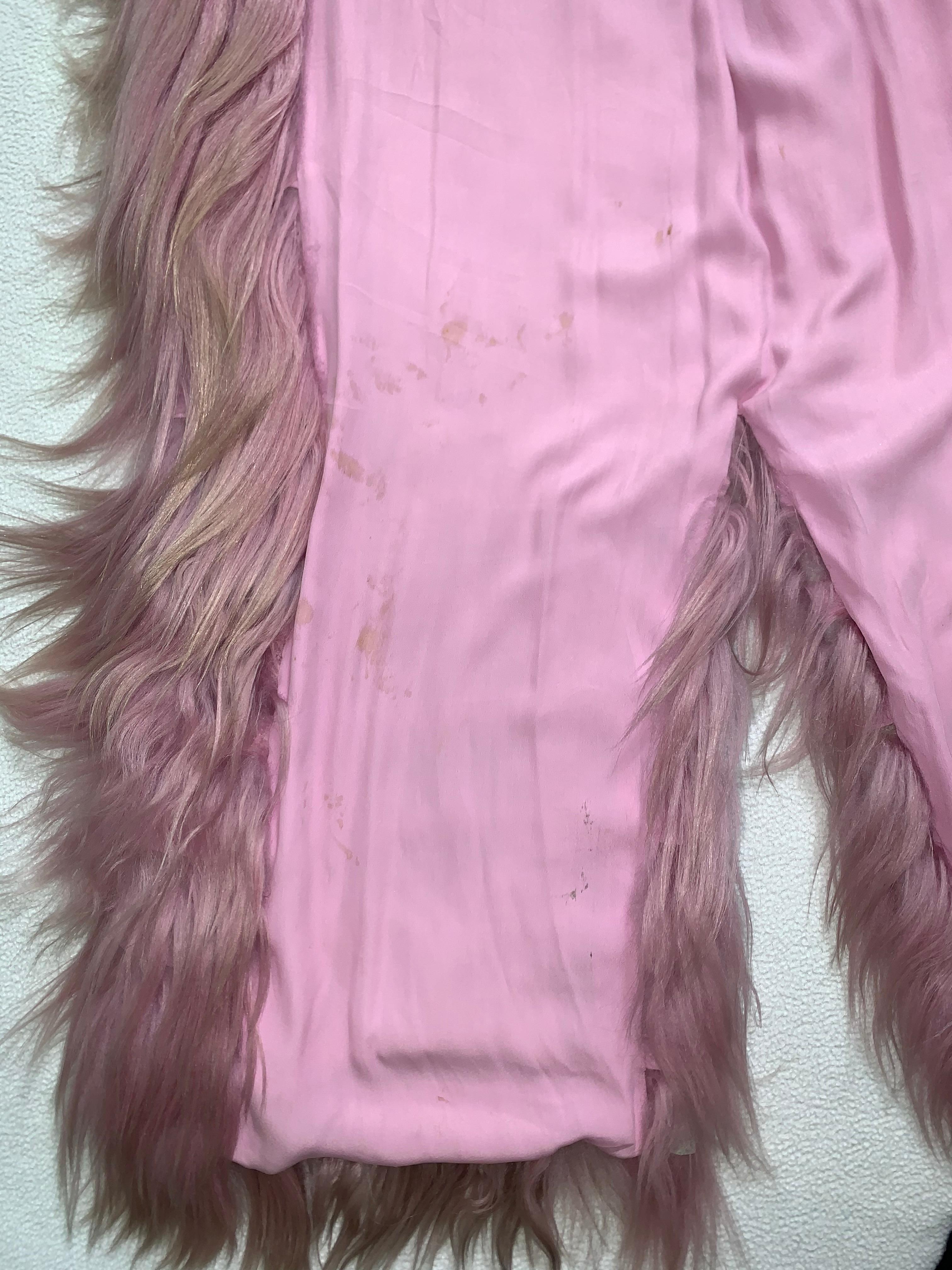 F/W 2001 Gucci by Tom Ford Runway Pink & Blonde Long Fur Coat 4
