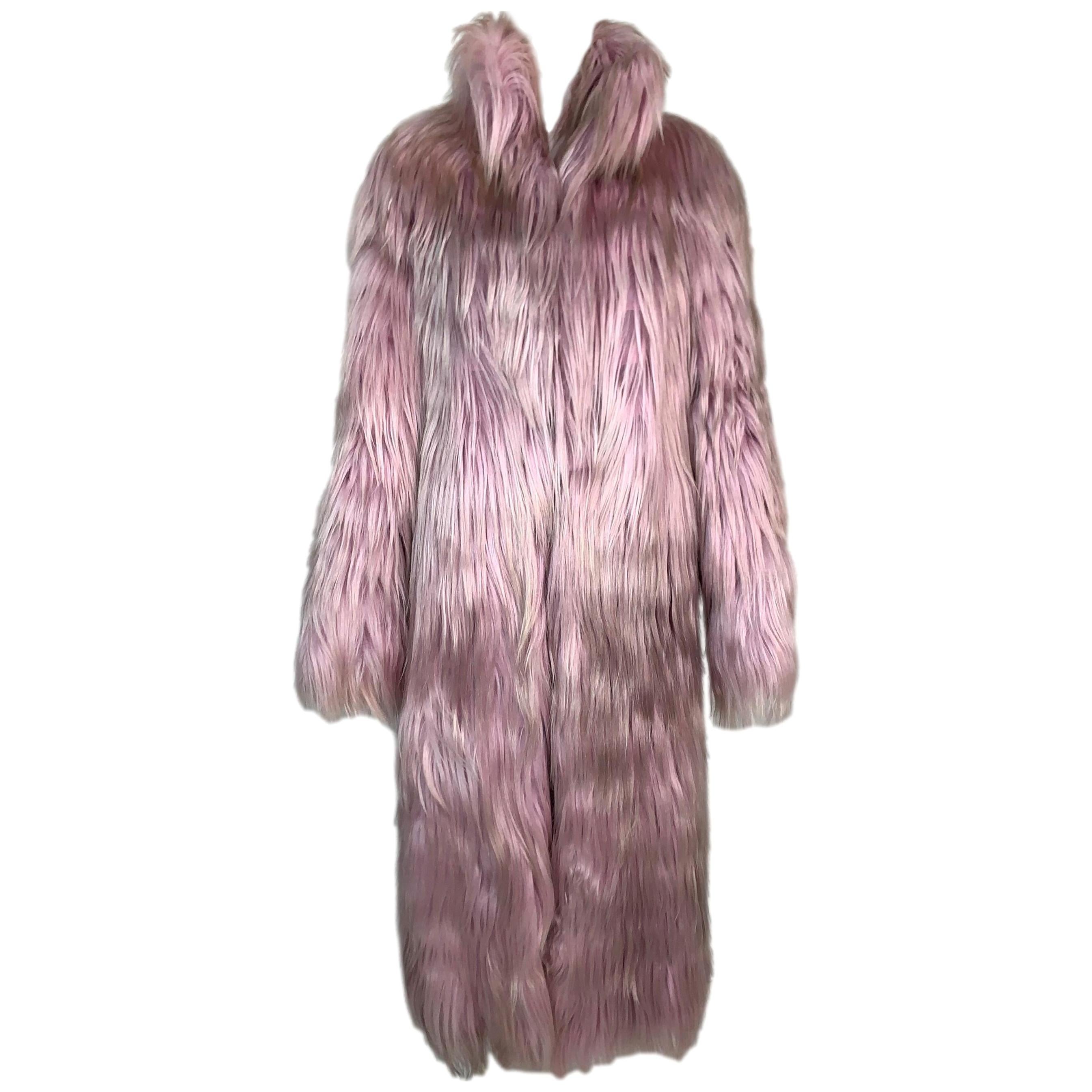 F/W 2001 Gucci by Tom Ford Runway Pink & Blonde Long Fur Coat