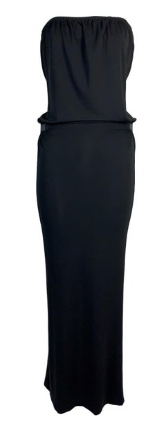 F/W 2001 Gucci Tom Ford Robe longue noire sans bretelles avec découpe au dos