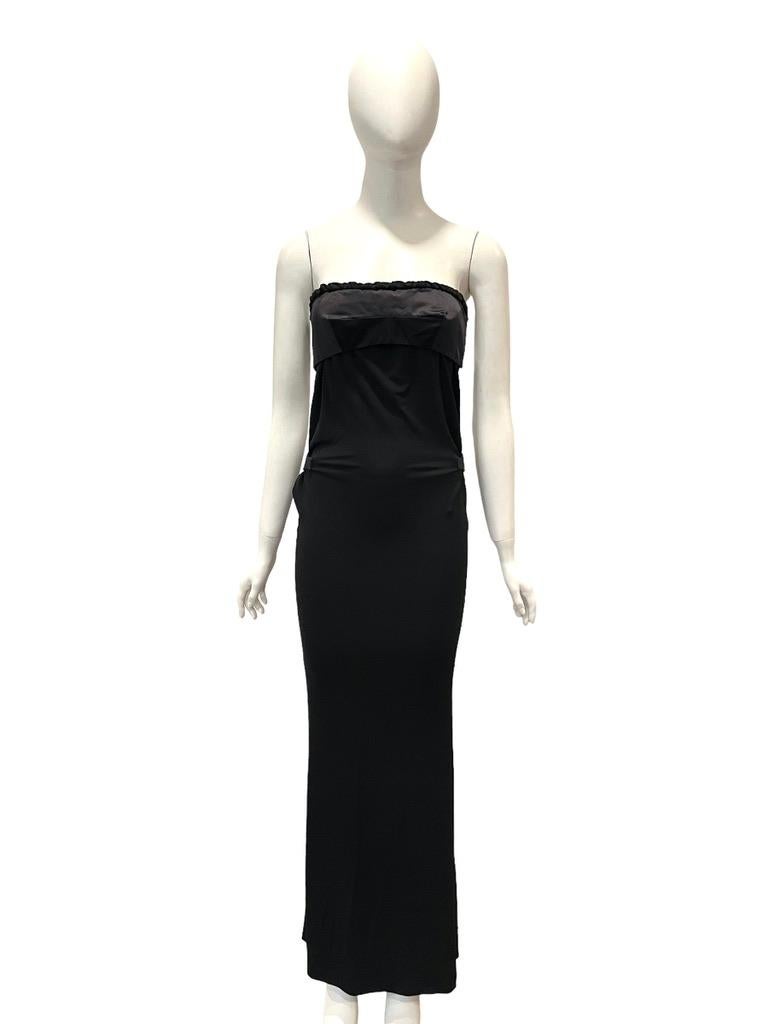 F/W 2001 Gucci Tom Ford Black Cut-Out Back Strapless Long Dress 1