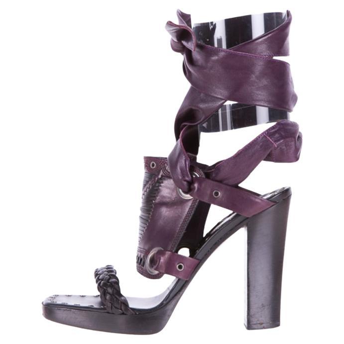 F/W 2001 Iconic Vintage Tom Ford für YSL Bondage Ledersandalen 36,5 im Angebot