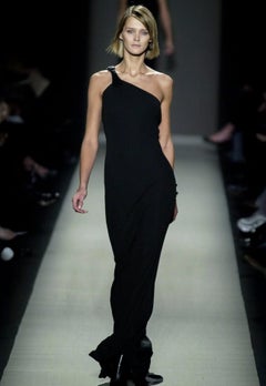 F/W 2001 Michael Kors Runway Black Leather Asymmetric Strap Bodycon Sample Gown
