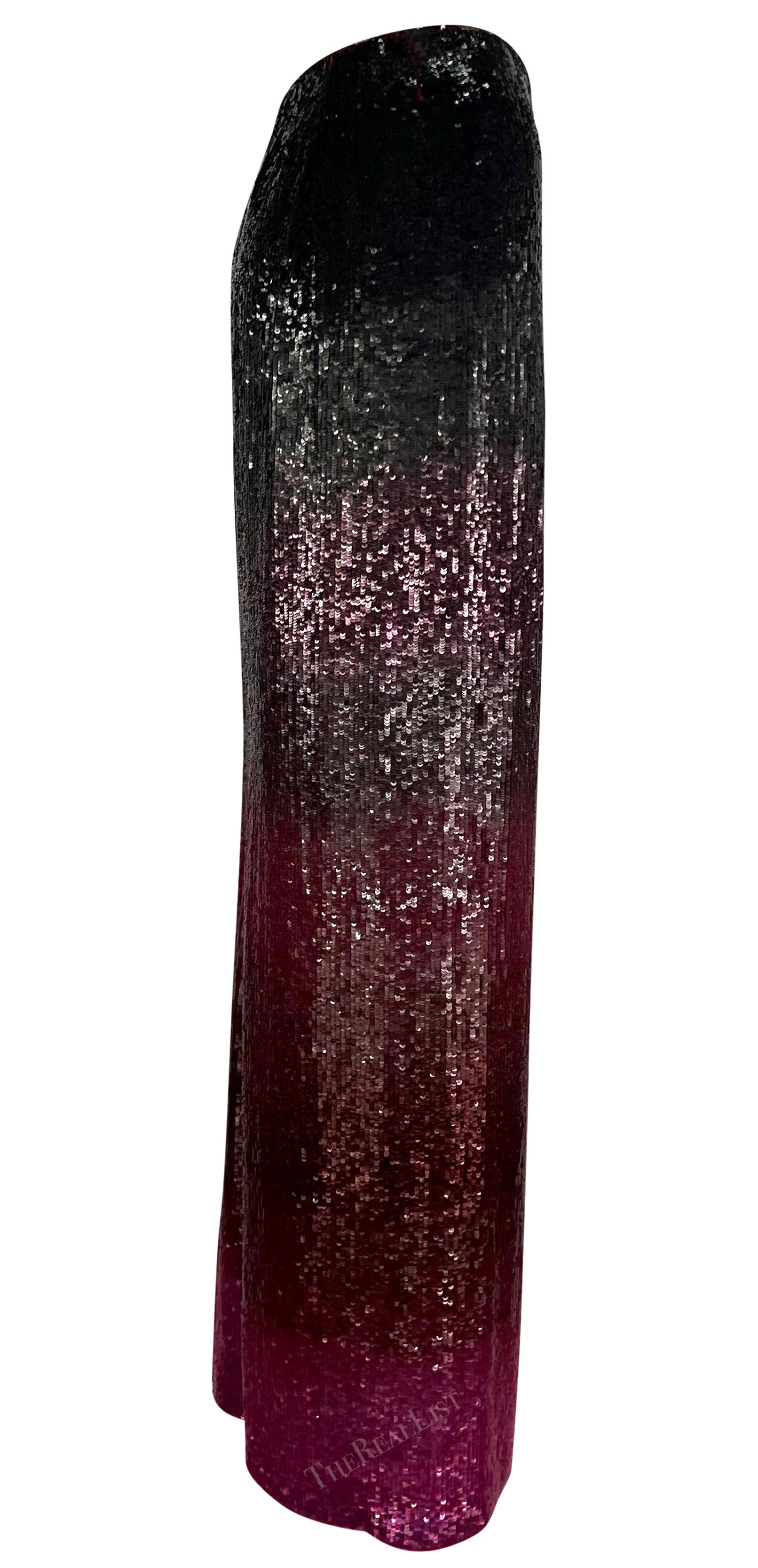 F/W 2001 Oscar de La Renta Runway Ombré Sequin Full-Length Skirt For Sale 2