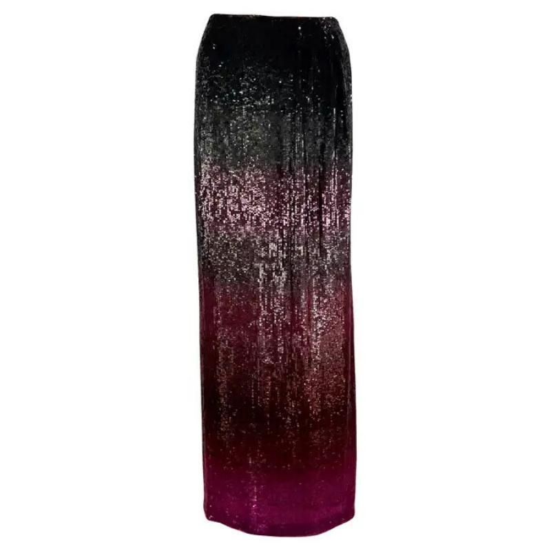 F/W 2001 Oscar De La Renta Runway Ombré Sequin Full-Length Skirt (Jupe longue à paillettes)