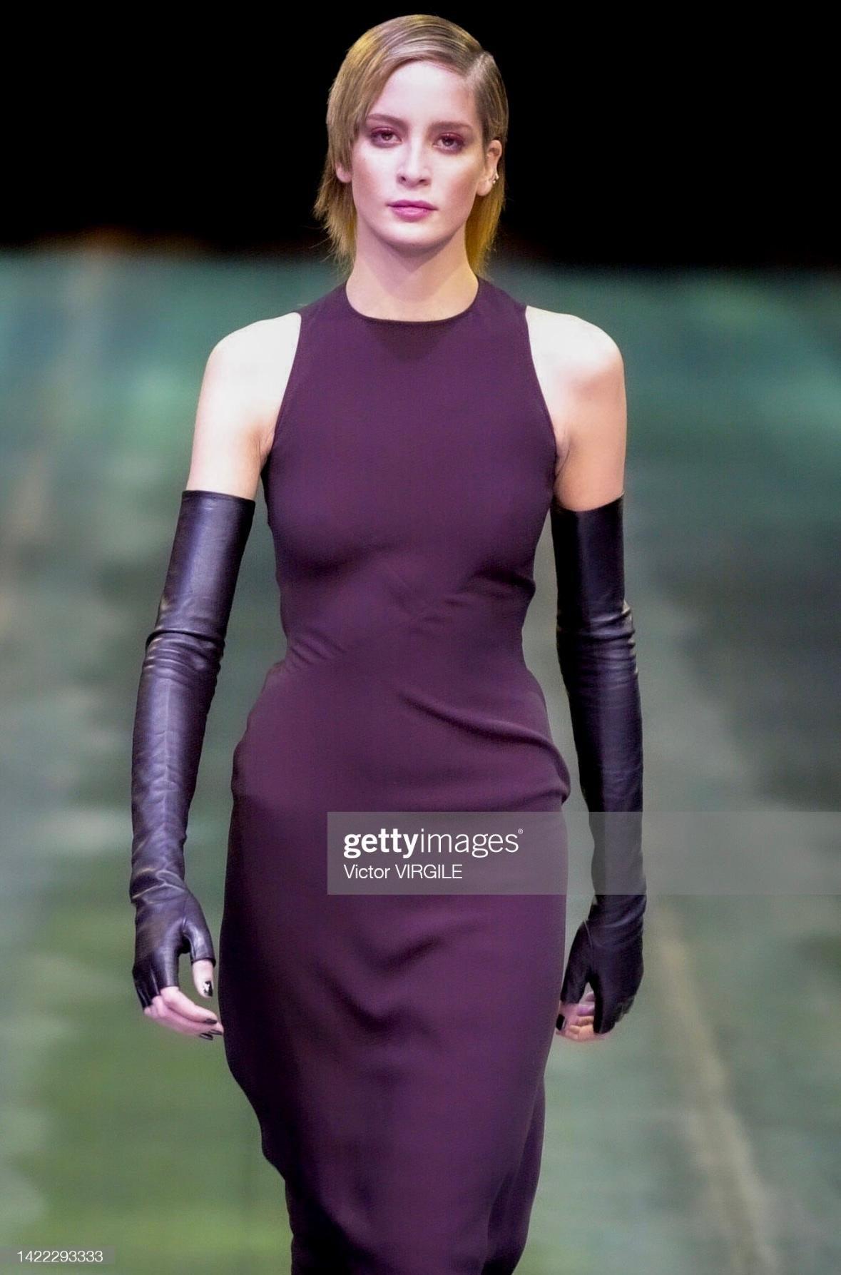 Noir F/W 2001 Paco Rabanne Runway Buckle Sheer Panel Black Bodycon Y2K Gown en vente