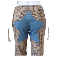 F/W 2001 Plaid Wool Trousers with Oversized Denim Star Patch