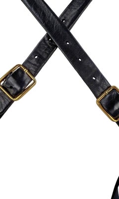 F/W 2001 Ralph Lauren Runway Black Leather Strap Backless Silk Flare Gown