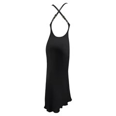 F/W 2001 Ralph Lauren Runway Black Leather Strap Backless Silk Flare Gown