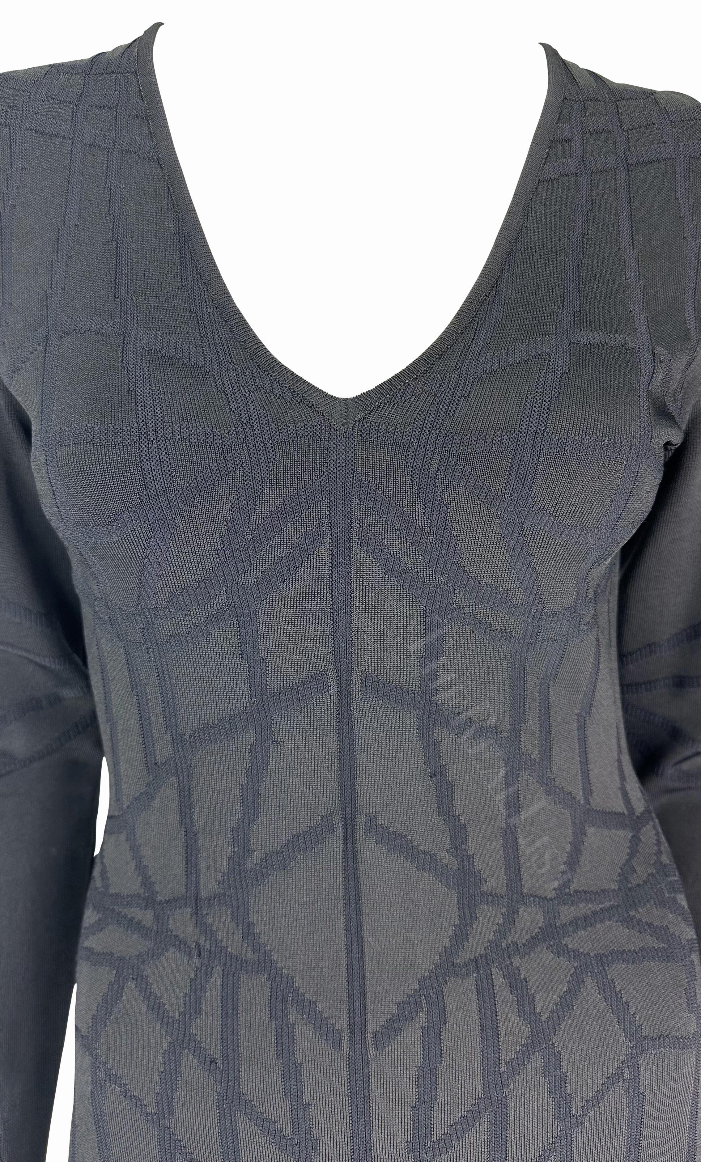 Thierry Mugler - Robe moulante en maille noire avec contour, automne-hiver 2001 Pour femmes en vente