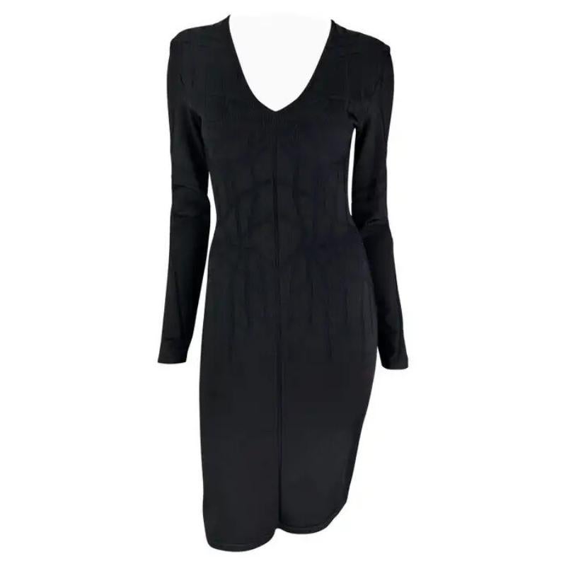 Thierry Mugler - Robe moulante en maille noire avec contour, automne-hiver 2001