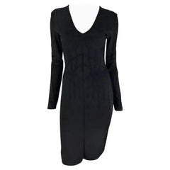 F/W 2001 Thierry Mugler Contour Outline Black Knit Bodycon Dress