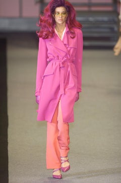 F/W 2001 Thierry Mugler Couture Final Runway Hot Pink Trench Coat Dress