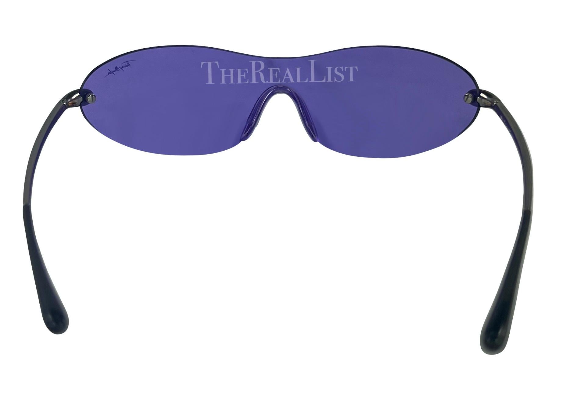 F/W 2001 Thierry Mugler Runway Purple Transparent Rimless Shield Sunglasses  For Sale 1