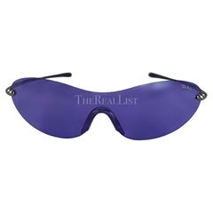 F/W 2001 Thierry Mugler Runway Purple Transparent Rimless Shield Sunglasses 