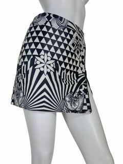 F/W 2001 Versus Versace Black/White Vintage Graphic Tattoo Leather Skirt