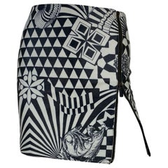 F/W 2001 Versus Versace Black/White Vintage Graphic Tattoo Leather Skirt