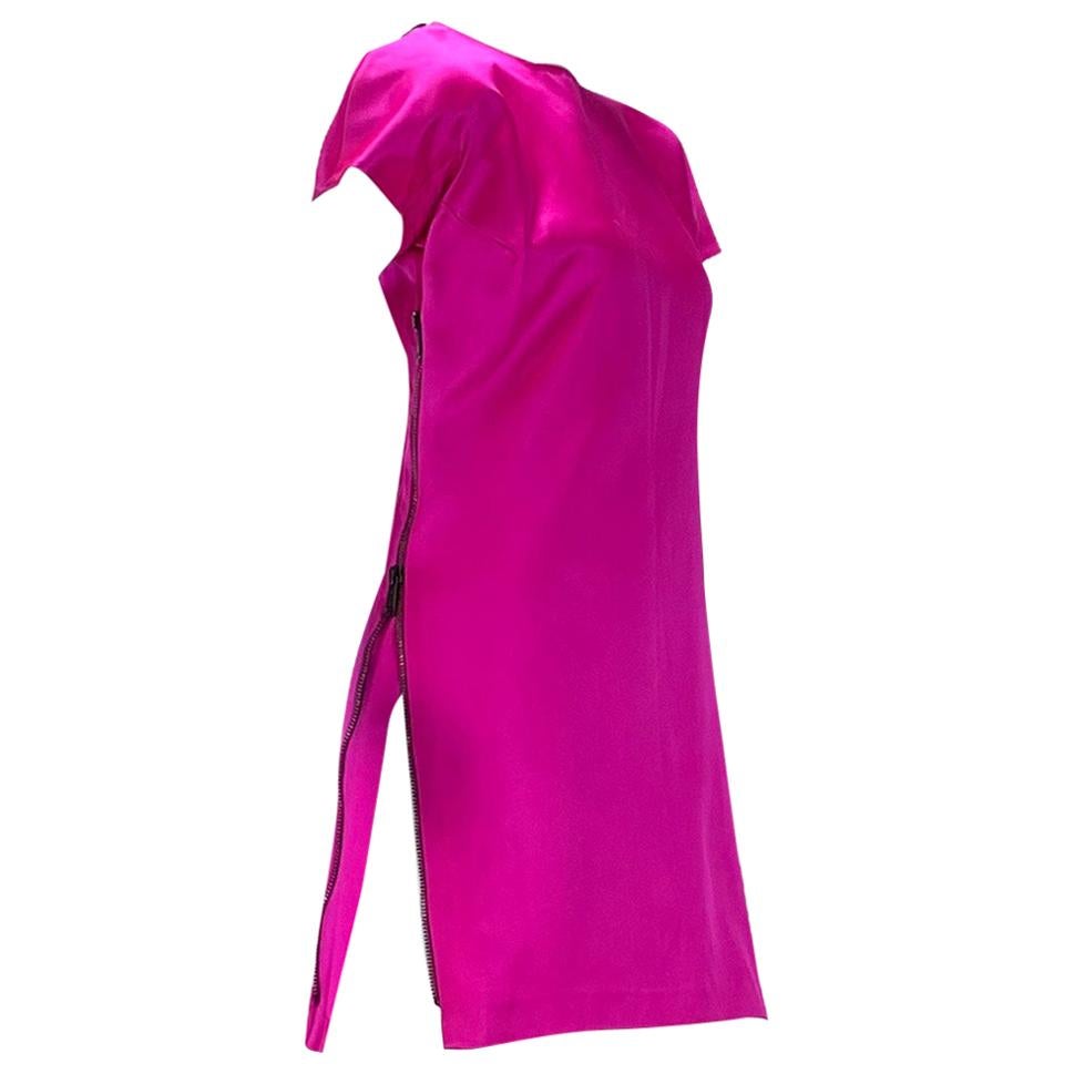 F/W 2001 Vintage Tom Ford for Gucci Hot Pink Dress with Exposed Zipper