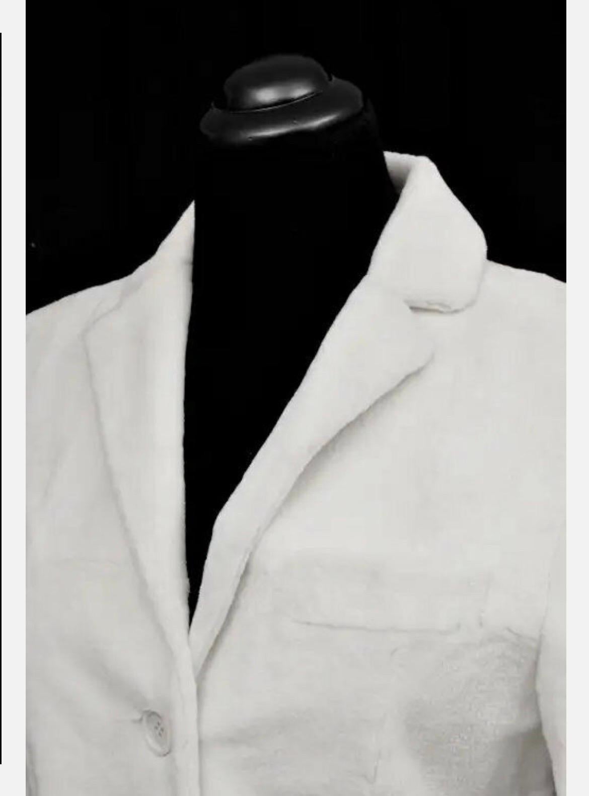 F/W 2001 Vintage Tom Ford for Gucci White Sheared Mink Fur Blazer For Sale 1