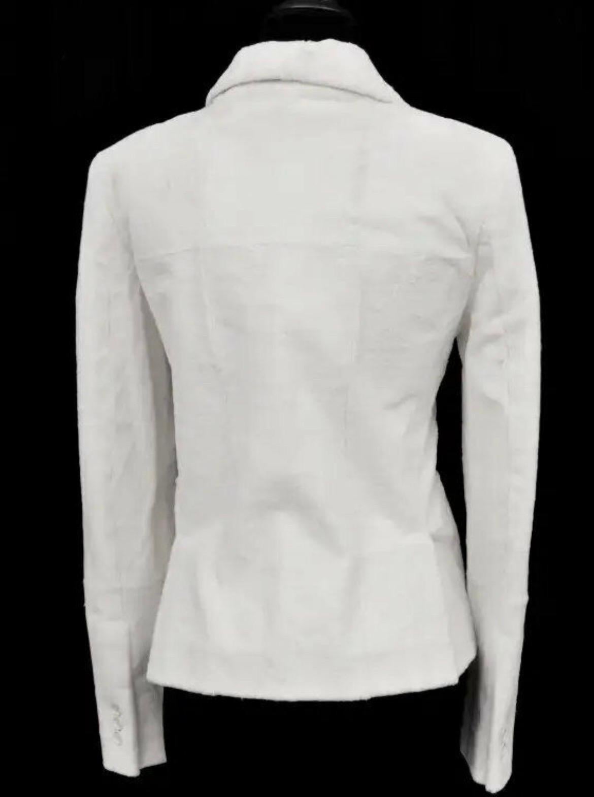 F/W 2001 Vintage Tom Ford for Gucci White Sheared Mink Fur Blazer For Sale 2