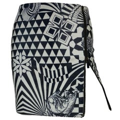 F/W 2001 Vintage Versus Versace Graphic Tattoo Leather Skirt