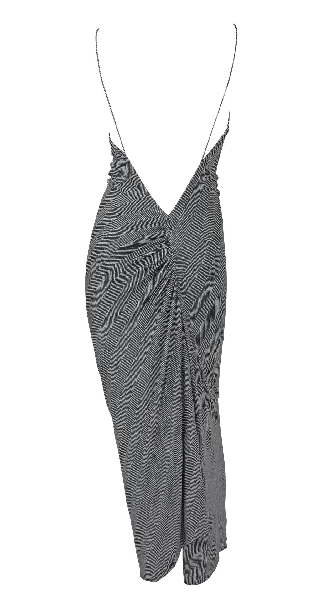 F/W 2001 Yigal Azrouël Pasarela Bodycon Gris sin espalda Vestido con abertura en espiga 3