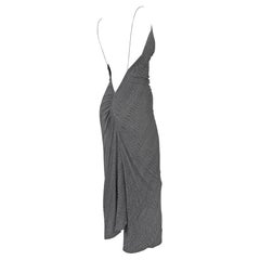 F/W 2001 Yigal Azrouël Pasarela Bodycon Gris sin espalda Vestido con abertura en espiga