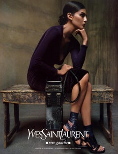 F/W 2001 Yves Saint Laurent by Tom Ford Ad Black Woven Leather Shoulder Bag