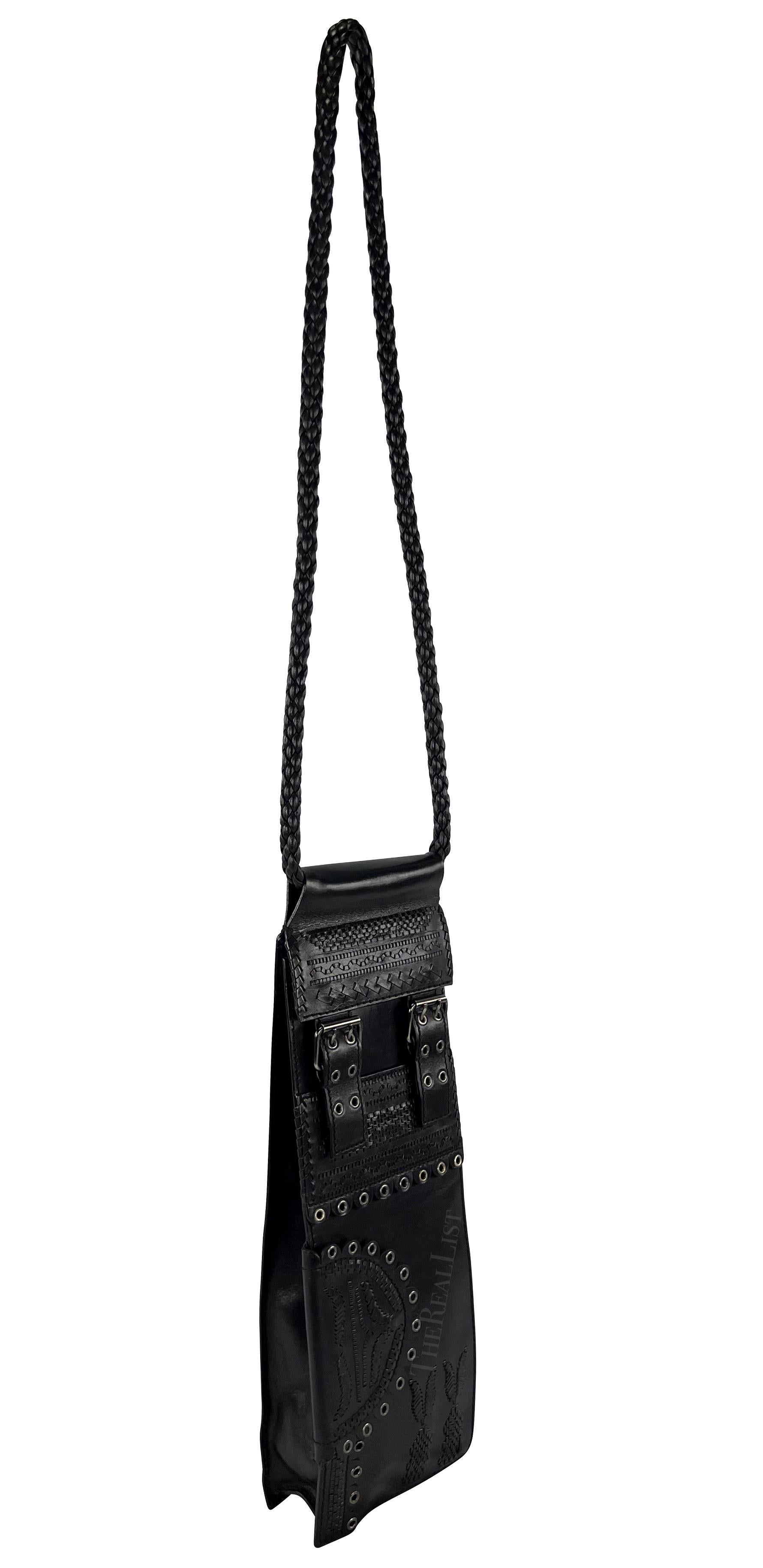 F/W 2001 Yves Saint Laurent by Tom Ford Ad Black Woven Leather Shoulder Bag For Sale 5