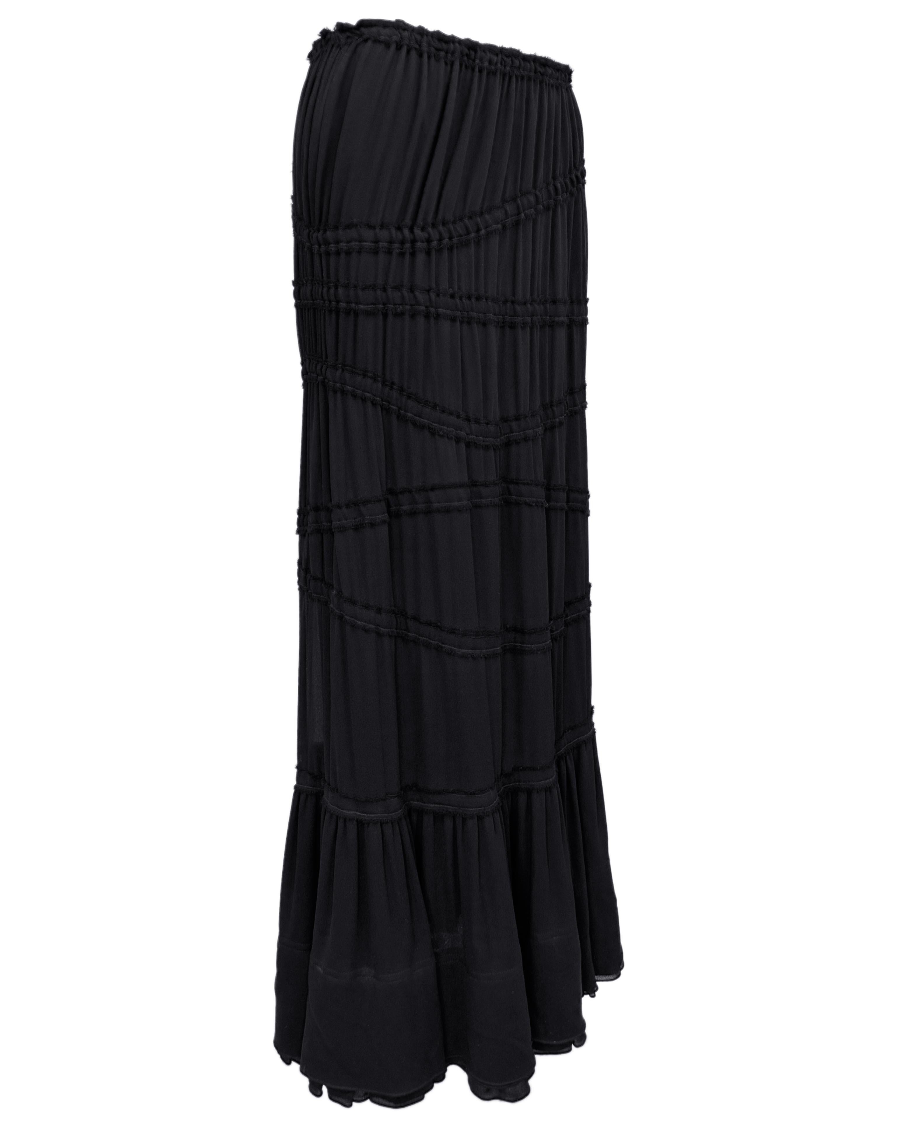 Women's F/W 2001 Yves Saint Laurent by Tom Ford Black Maxi Skirt For Sale