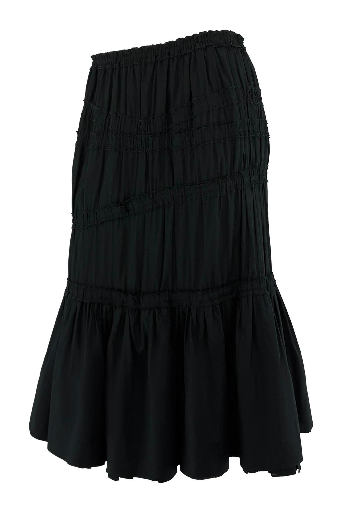 F/W 2001 Yves Saint Laurent by Tom Ford Black Mid-Length Flare Skirt In Excellent Condition For Sale In West Hollywood, CA