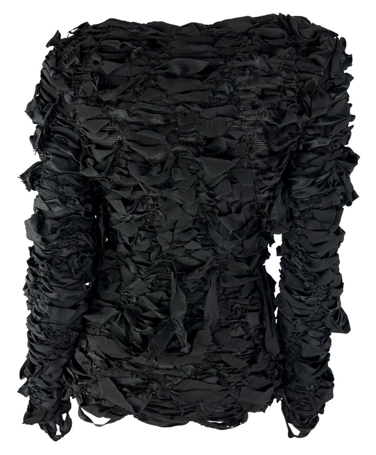 Ysl Ribbon F/W 2001 Yves Saint Laurent by Tom Ford Black Ribbon Knit Sweater Top ...