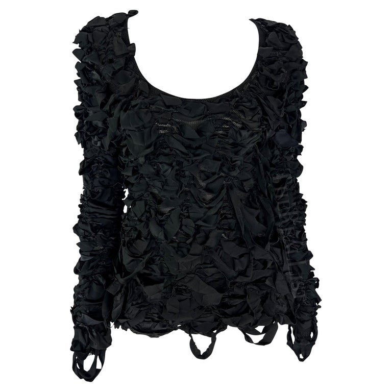 F/W 2001 Yves Saint Laurent by Tom Ford Black Ribbon Knit Sweater Top ...