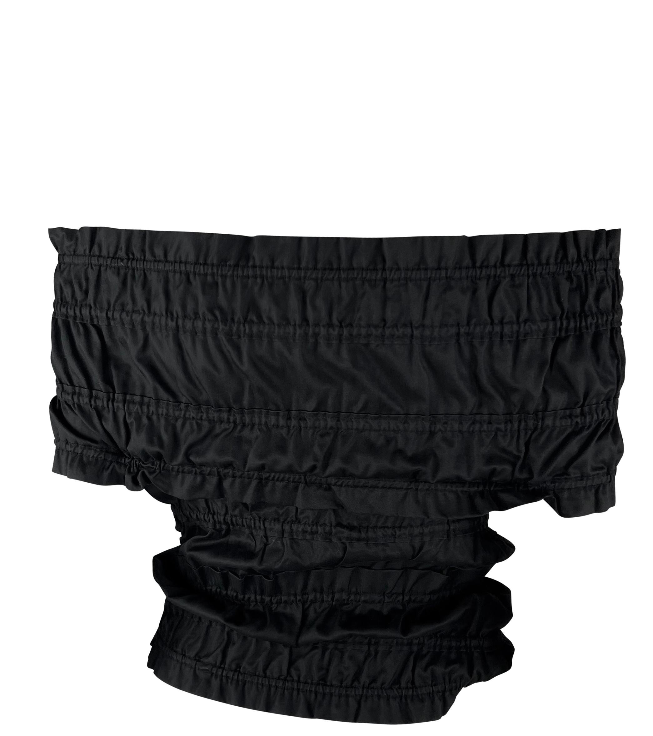 F/W 2001 Yves Saint Laurent by Tom Ford Black Ruched Cotton Strapless Top In Excellent Condition For Sale In West Hollywood, CA