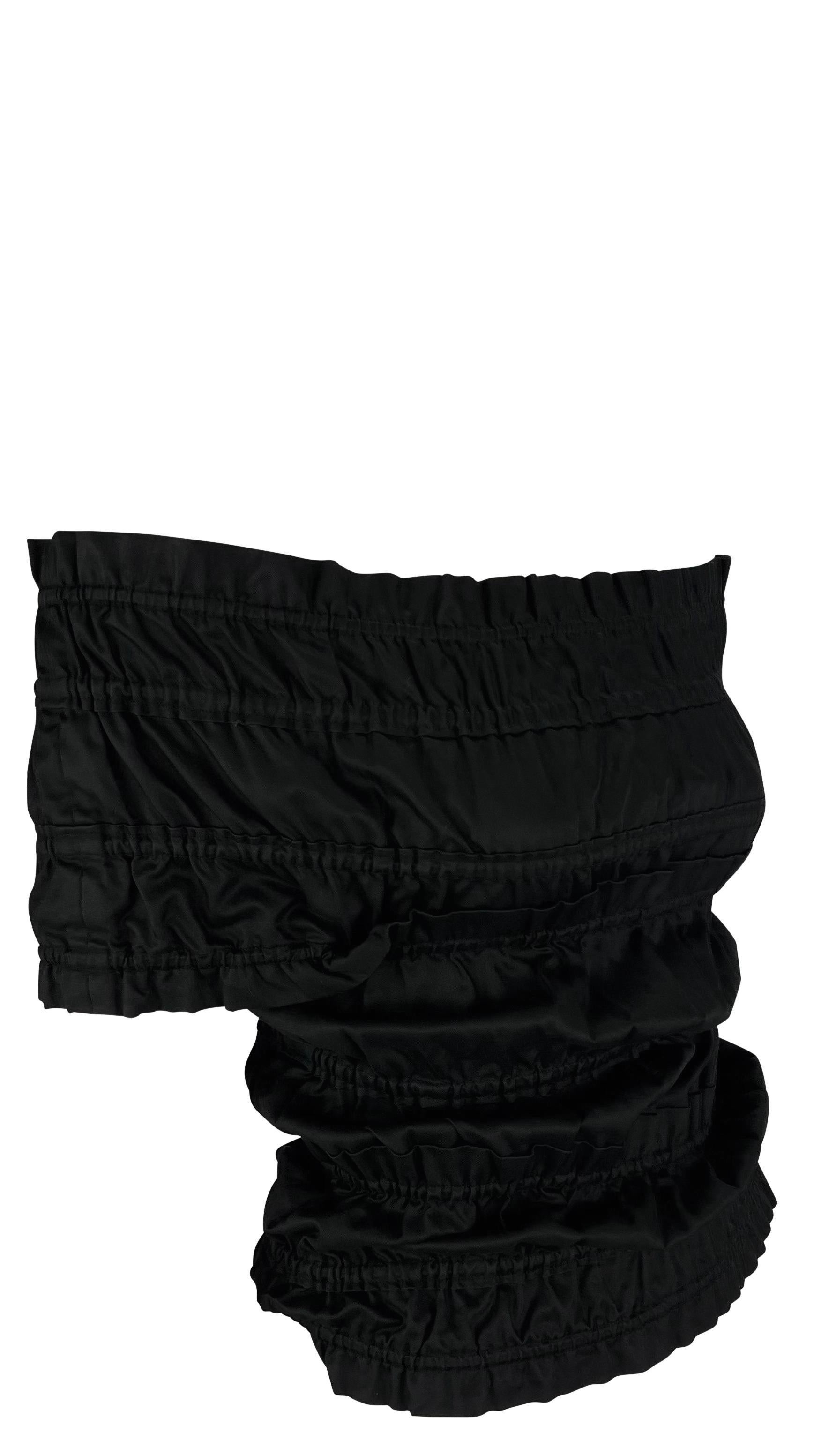 Women's F/W 2001 Yves Saint Laurent by Tom Ford Black Ruched Cotton Strapless Top For Sale